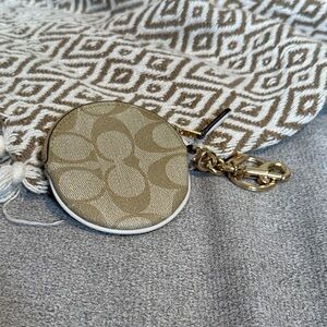 Coach Gold and Cream Keychain Coin Pouch